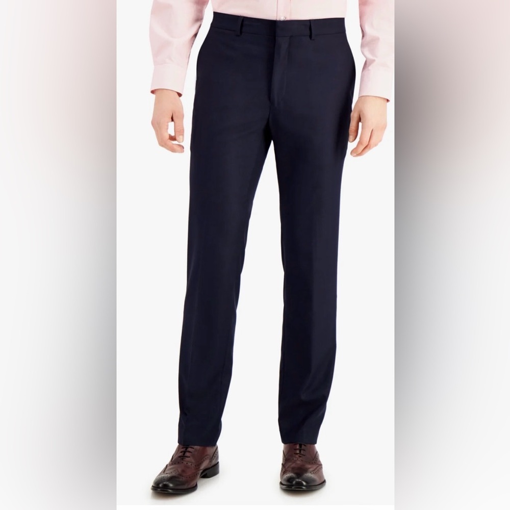 Men's‎ Navy Slim Fit Straight-Leg Dress Pants NWT 28wx29L flat front